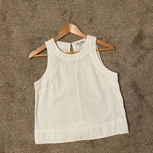 NIC+ZOE Classic White Rumba  Linen Pop On Tank With Back  Keyhole  Detail